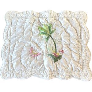Pottery Barn Kids Butterfly Palm Standard Sham Embroidered Hand Stitched White
